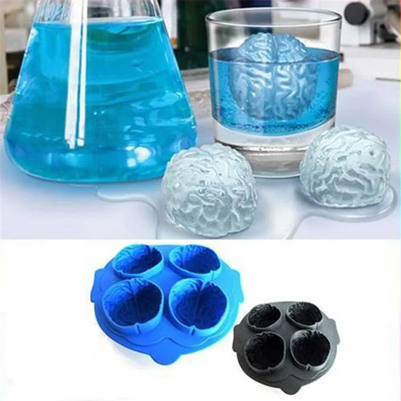 DIY мозга Форма льда замораживание куб силиконовая Капа создатель прессформы