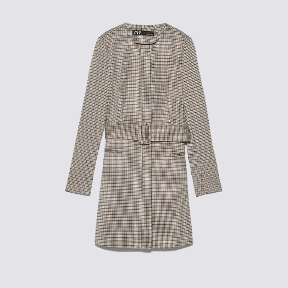 ZA 2019 Осень Зима Новое серое платье с твидовым узором Европейская американская