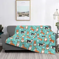 Corgi Pattern Blanket Dog Puppy Plush Warm Soft Flannel Fleece Throw Blankets For Sofa Bed Velvet Couch Decoration Outlet