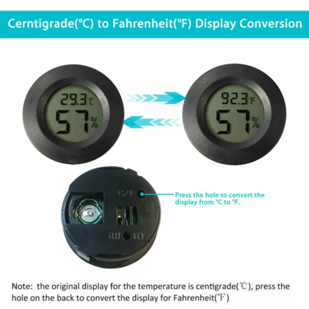 

Круглый электронный термометр и гигрометр, внутренний цифровой Стандартный Измеритель температуры и влажности C & F