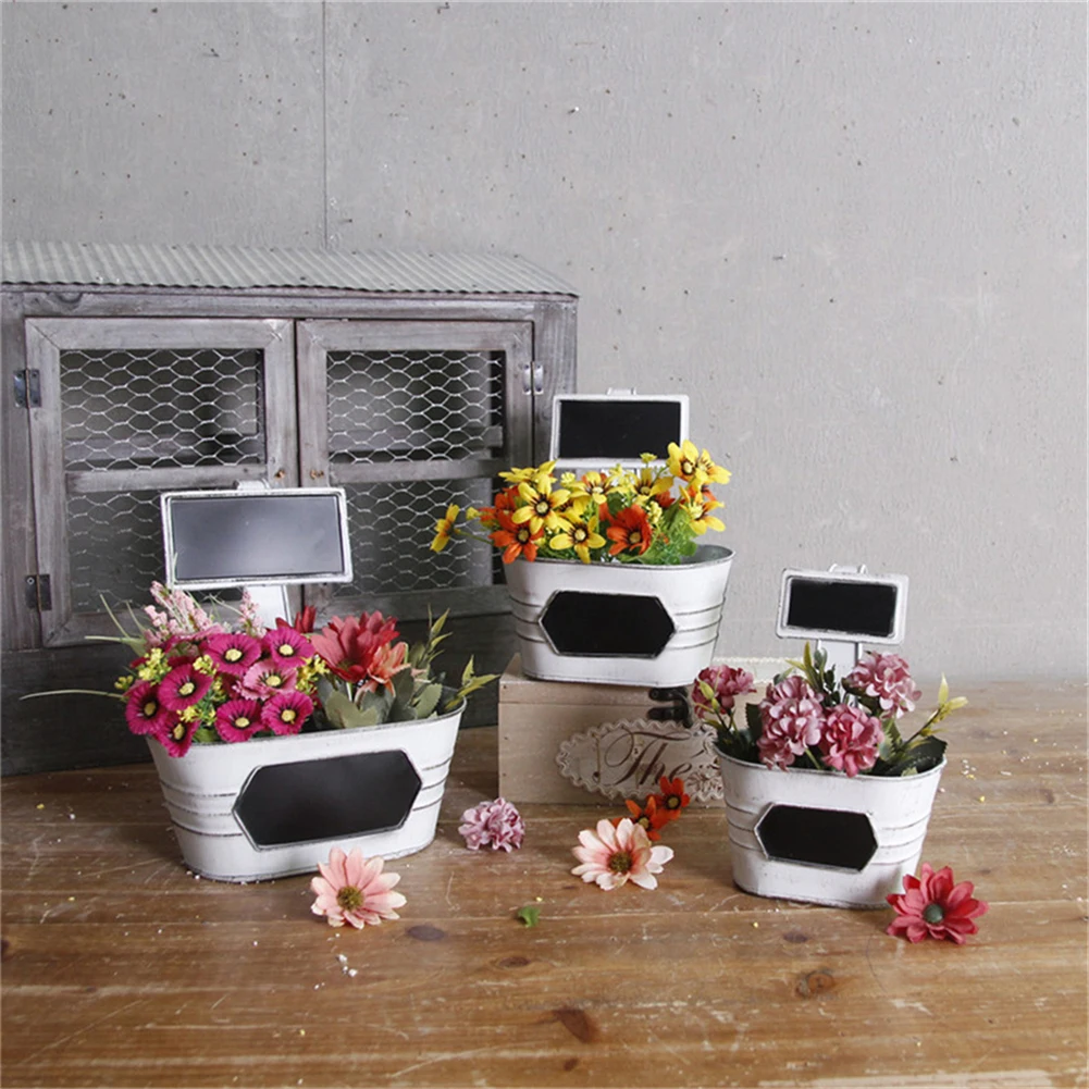 

Кованое Оловянное ведро для садоводства, украшение для сада в стиле ретро, деревенский декор, домашнее украшение для сада