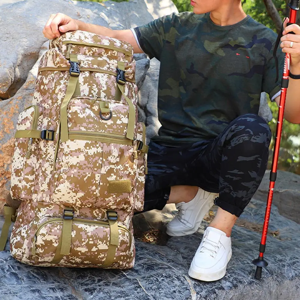 

Outdoor Climbing Bag Field Pack Traveling Backpack Backpack High Capacity 75L Nylon 7cm Knapsack Rucksack