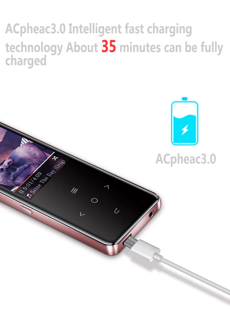 Mp3 плеер bluetooth Сенсорный экран BENJIE A20 Ultra dunne 8 Гб Muziekspeler 1 дюйма Kleurenscherm без потерь HiFi