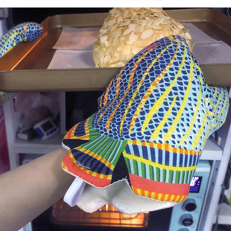 3D перчатки в форме краба/рыбы утолщенные хлопковые для духовки термостойкие