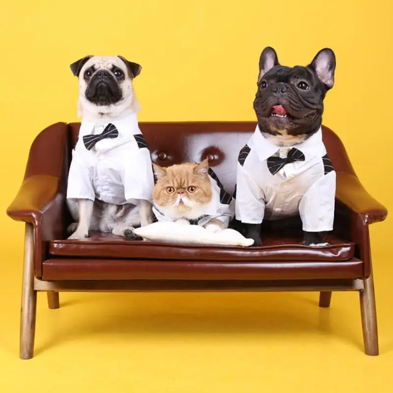 

Dog Wedding Clothes Suit Gentleman Formal Shirt for Small Medium Pet Cat Bowtie Tuxedo Outfit Puppy Halloween Christmas Costume