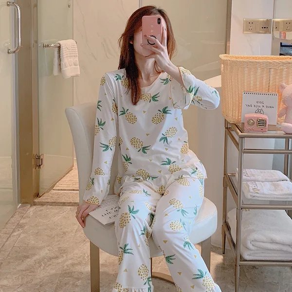 S1 Wontive Autumn Women Long Sleepwear Suit Home Women Gift Female Sleepwear Cartoon female big plus size womens pajamas Sets - Color: S1
