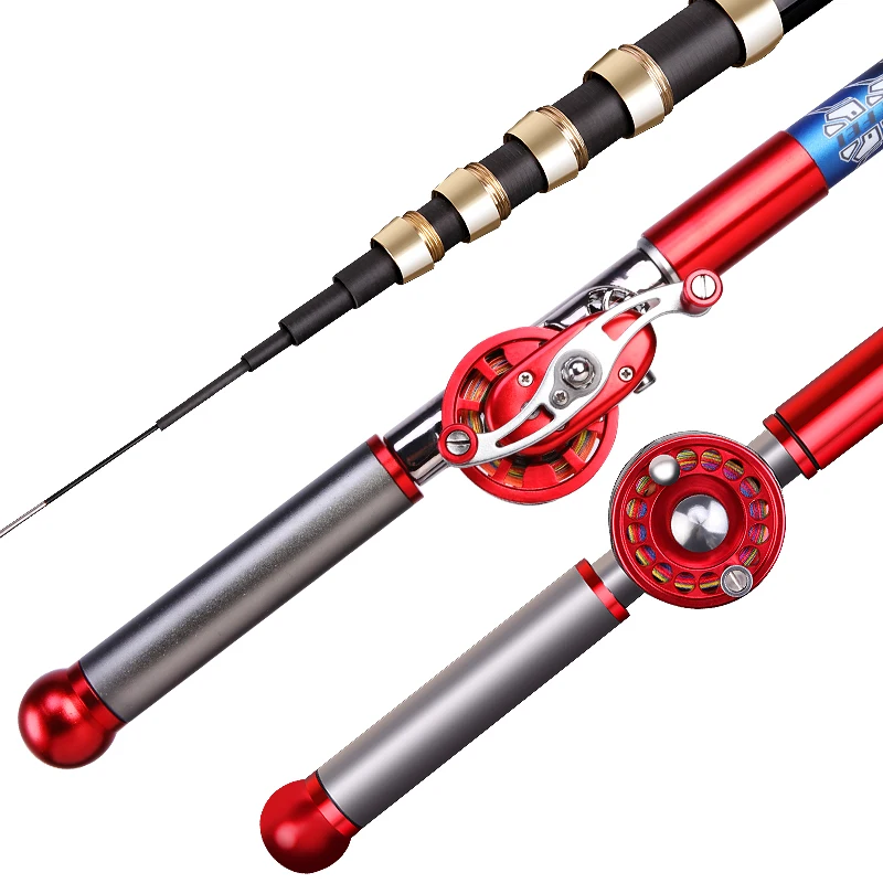 Hollow Rod Multi-purpose Positioning Short Section Fishing Sticks Pesca Hand Olta 28 Tonalty Fishing Pole with Wheel 4.5m-8.0 M