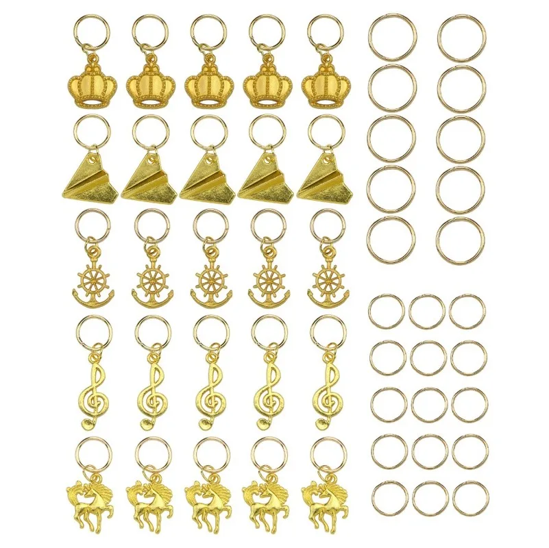 50 шт./компл. металлические африканские Кольца для волос бусины манжеты подвески