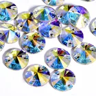 6 размеров AAAAA качество круглые кристаллы Rivoli AB пришивные стразы с плоской задней стороной стеклянные стразы круглые пришивные камни для одежды B0940