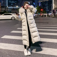 2021 winter long jacket for women down cotton jacket coat female big fur collar hooded cotton padded coats thicken warm overcoat