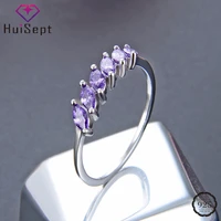 huisept charm rings 925 sterling silver jewelry with amethyst zircon gemstone finger ring accessories for women wedding promise