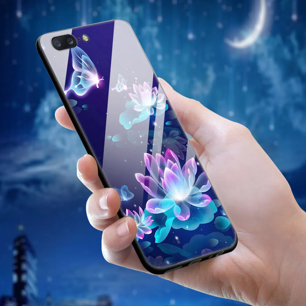 for oneplus 5 5t tempered glass case hard back cover phone case for oneplus 7 pro tpu bumper cases for one plus 5 t 7 pro coque free global shipping