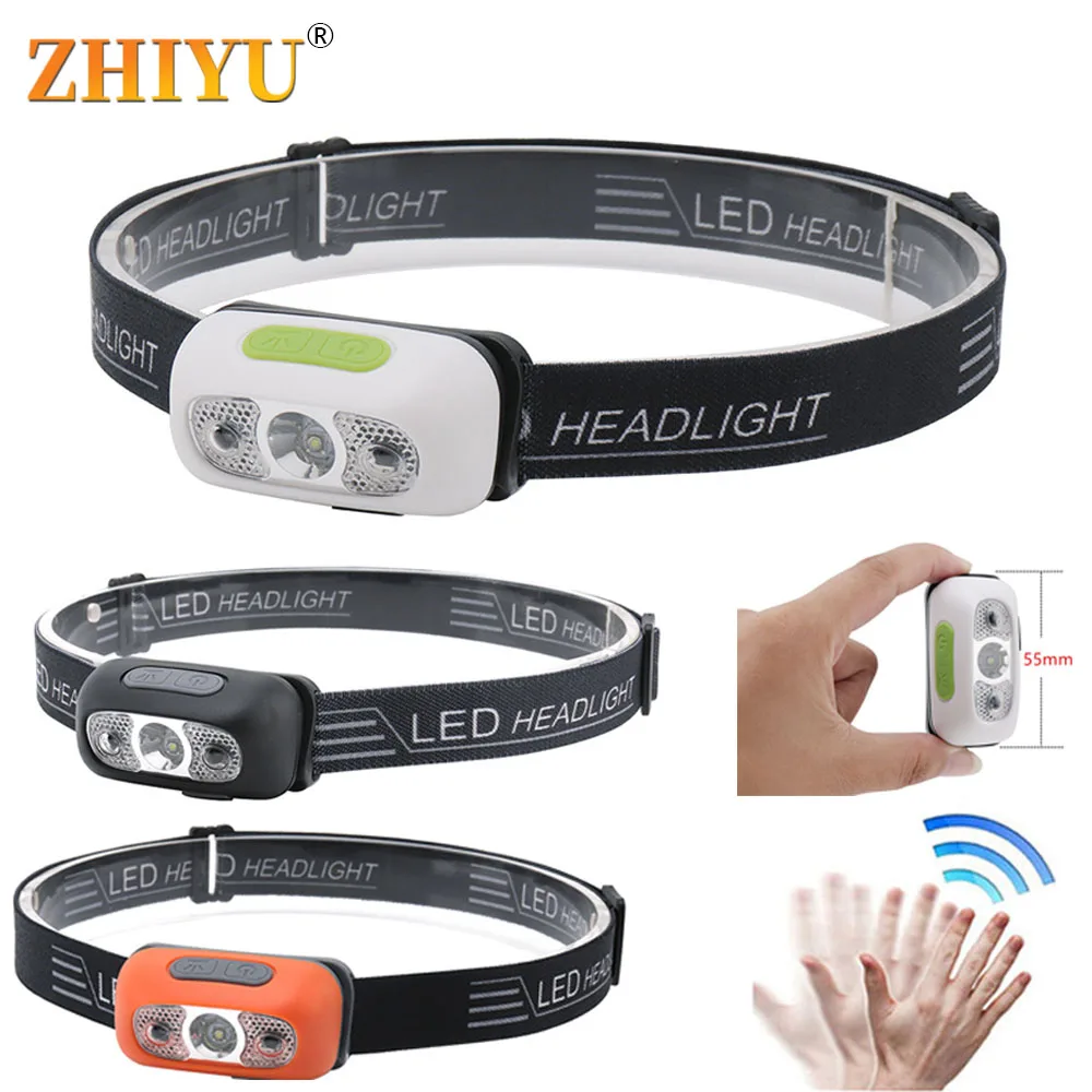 

Мини светодиодный прочными головными светильник индукционный налобный фонарь с зарядка через USB Перезаряжаемые Кемпинг Рыбалка вспышки св...