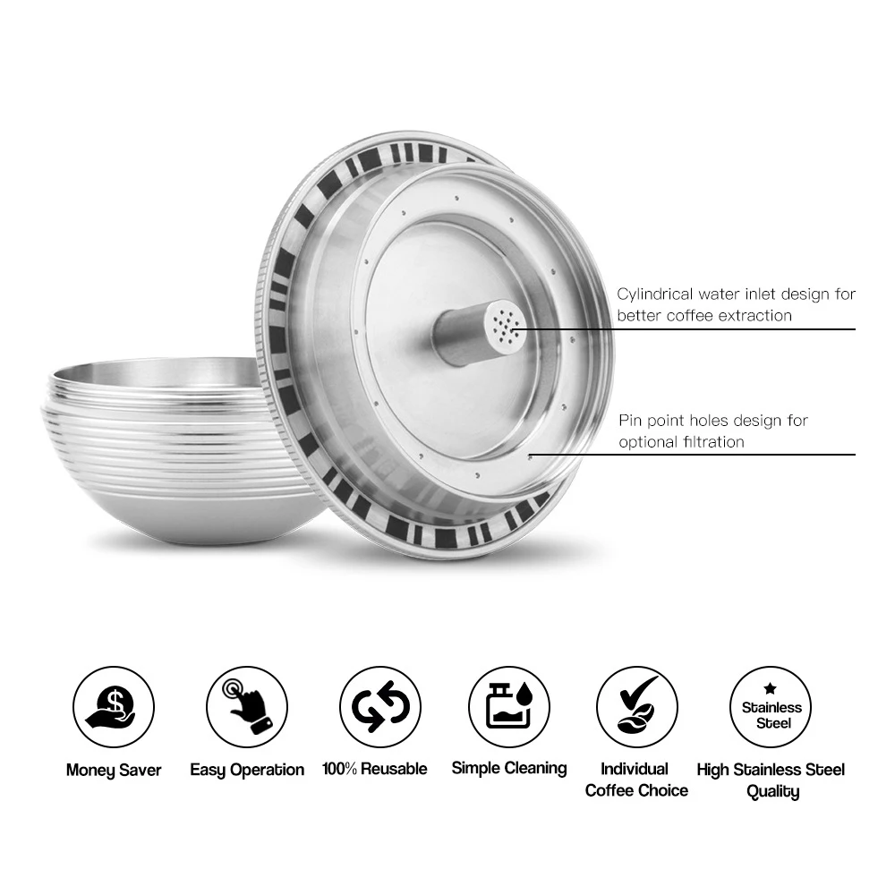 Многоразовые кофейные капсулы из нержавеющей стали для кофе Nespresso Vertuo GCA1 ENV135