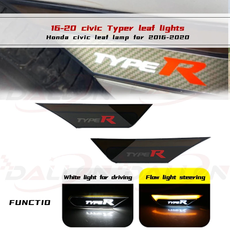 

1 set For Honda Civic 10th 2016 2017 2018 2019 2020 Turning LED Side Marker Light Fender Turn DRL Daytime Running Light