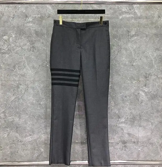 

Мужские деловые брюки в полоску, серые повседневные брюки, весна-осень 2021