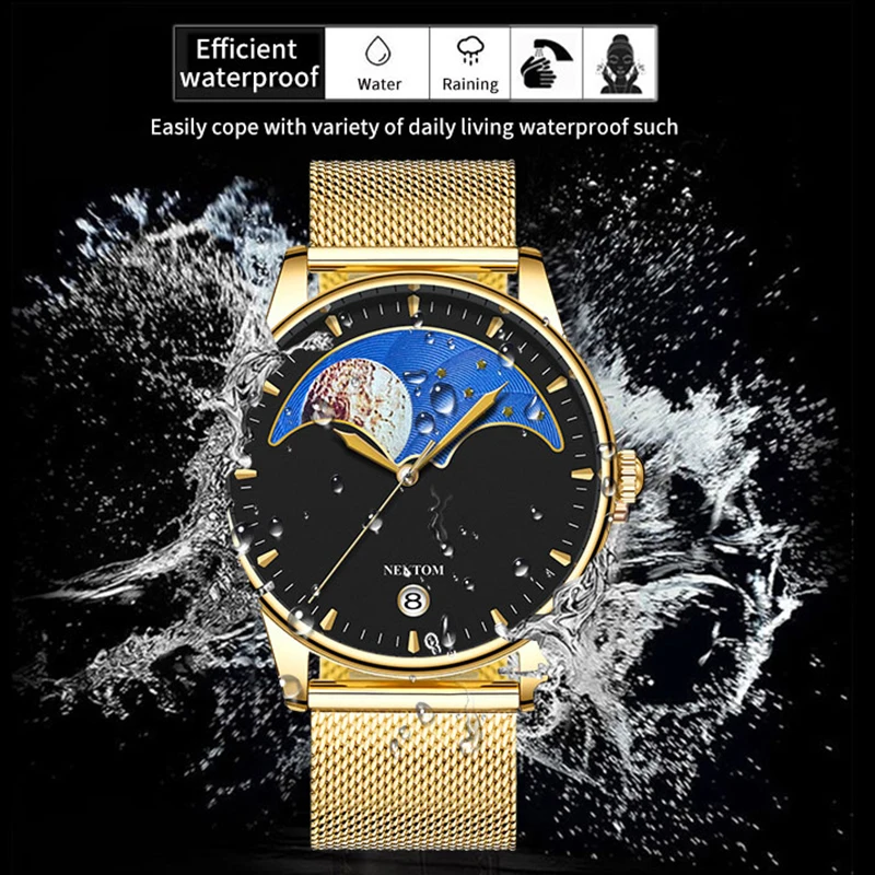 Часы наручные NEKTOM Мужские кварцевые люксовые модные повседневные в стиле