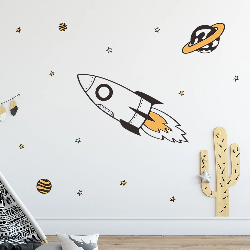 

Zollor Rocket Planet DIY Wall Sticker Eco-friendly PVC Decoration for Children Room Nursery Dorm Mural Decals Furniture Sticker