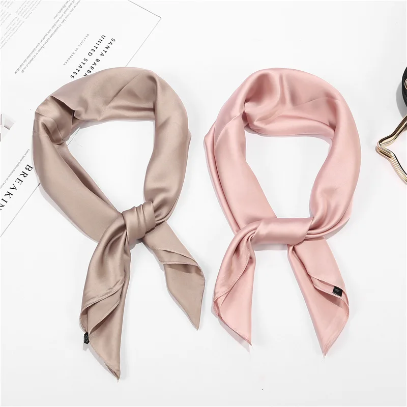 

70*70cm Kerchief Satin Neck Silk Scarf Women Designer Bandana Scarfs Square Shawls and Wraps Hair Head Bands Scarves for Ladies