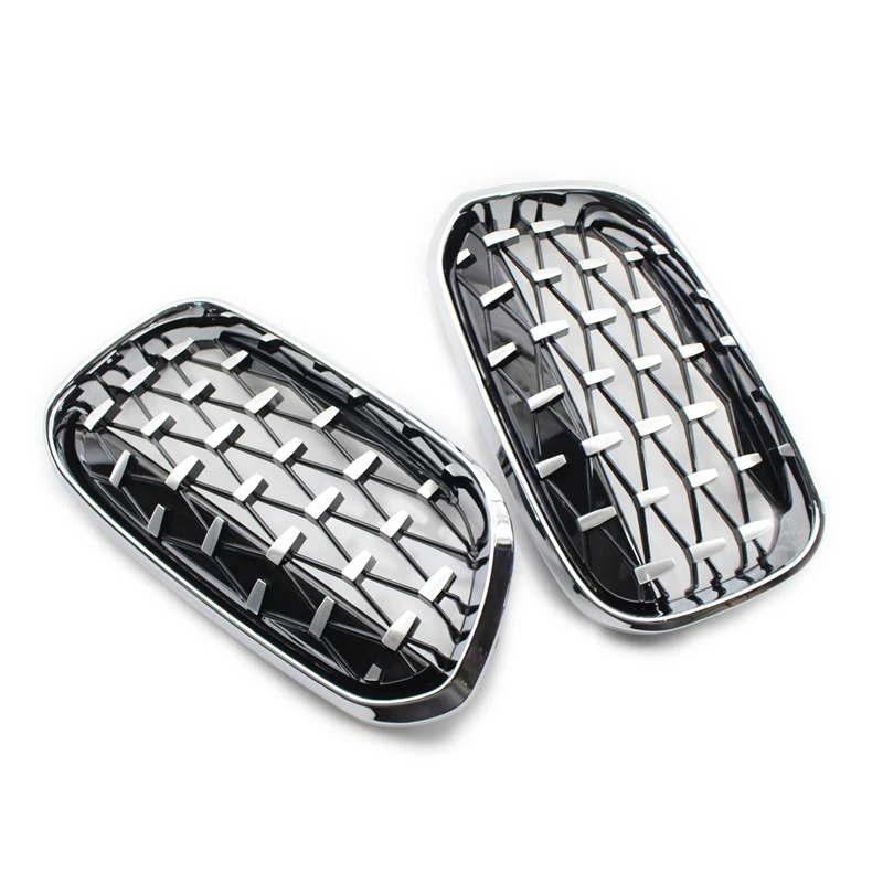 

Front Kidney Grill, Front Hood Diamond Grille Meteor Grill For-BMW 1 Series F20 F21 LCI 2015-2017 Silver