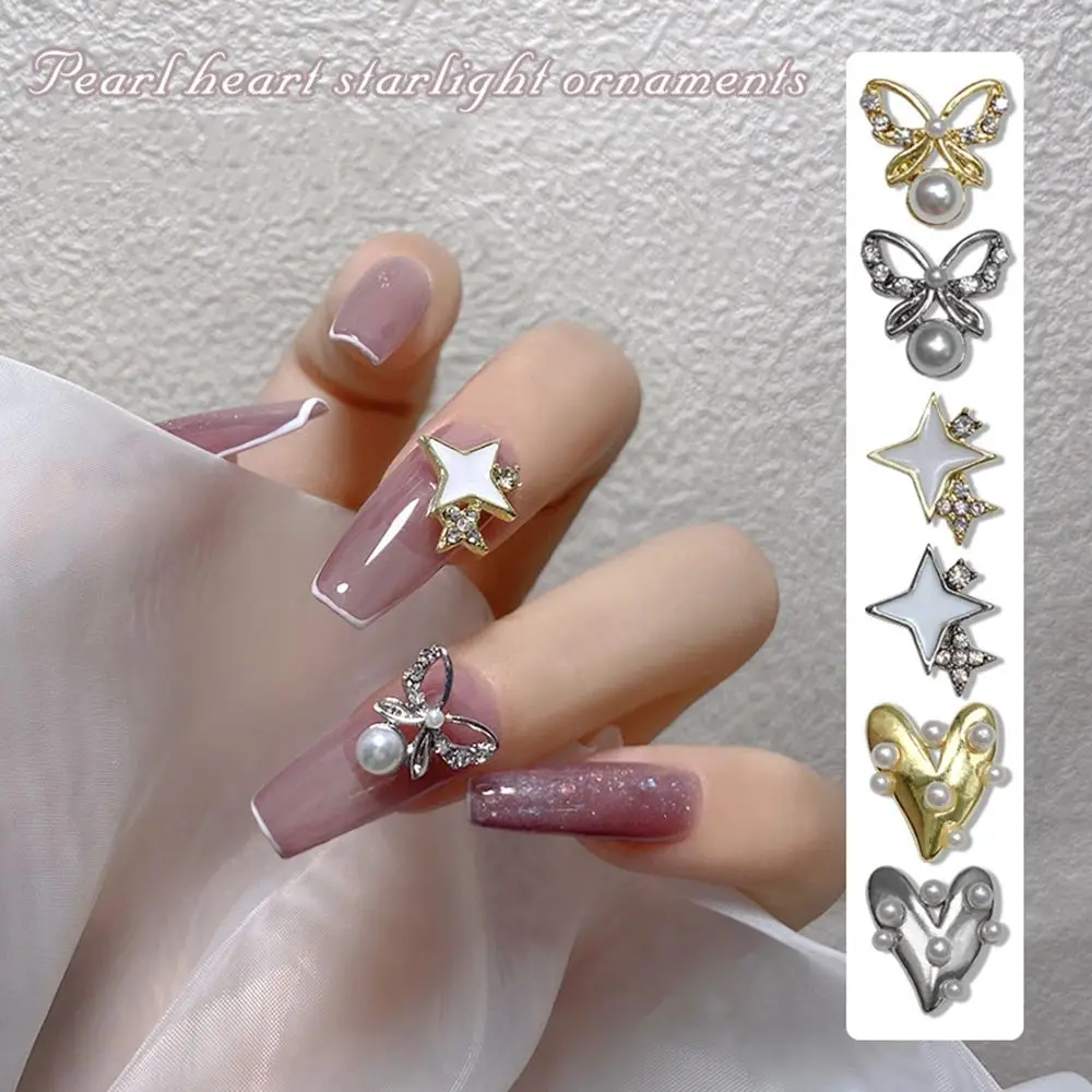 

2021 New Japanese Butterfly Pearl Love White Starburst Rhinestone Glitter Luxury Nail Art Accessories