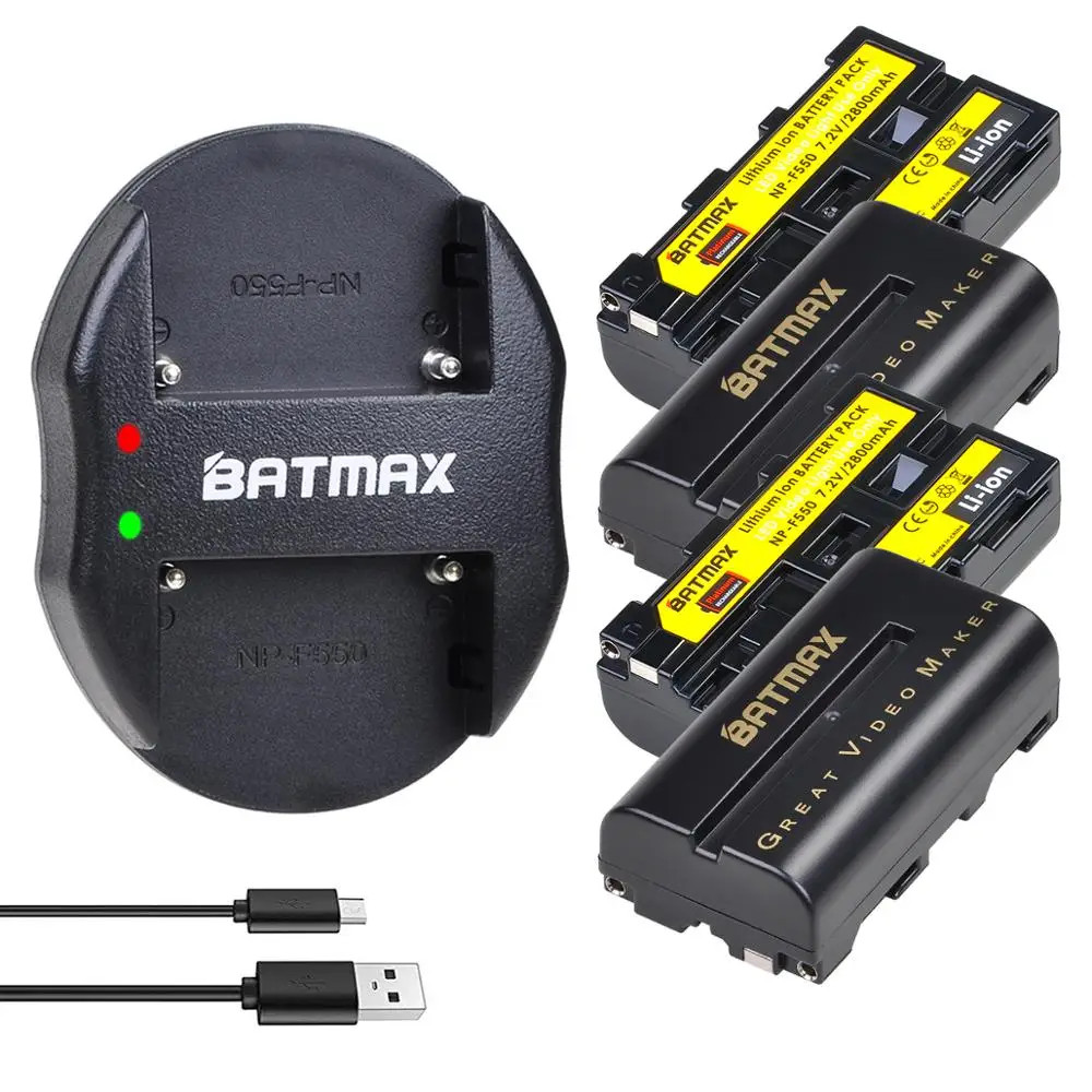 Batmax NP-F550 NP F550 F570  Battery+USB Dual Charger for  LED Video Light Yongnuo Viltrox YN300Air II YN300 III YN600 Air L132T