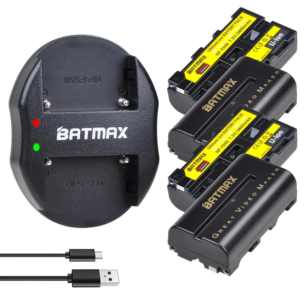 Аккумулятор Batmax NP F550 F570 + двойное зарядное устройство USB для светодиодной лампы