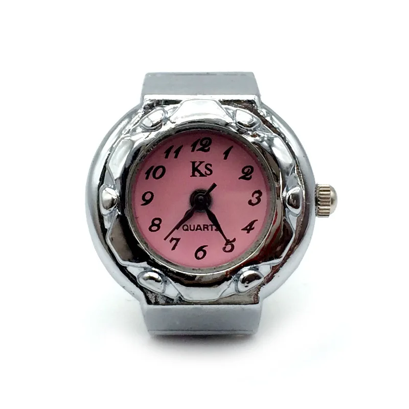 

Mini creative watch silver shell simple size digital ring watch boys and girls students finger watch
