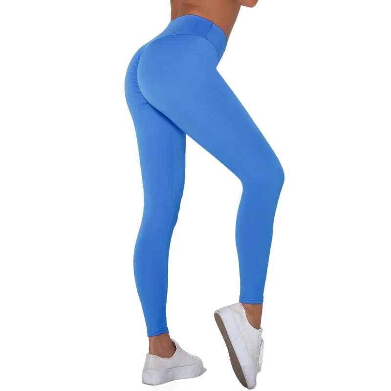 Super Stretchy Gym Tights Workout Fitness Leggings Women Yoga Pants Solid High Waist Elastic Sports Running Push Up Trousers