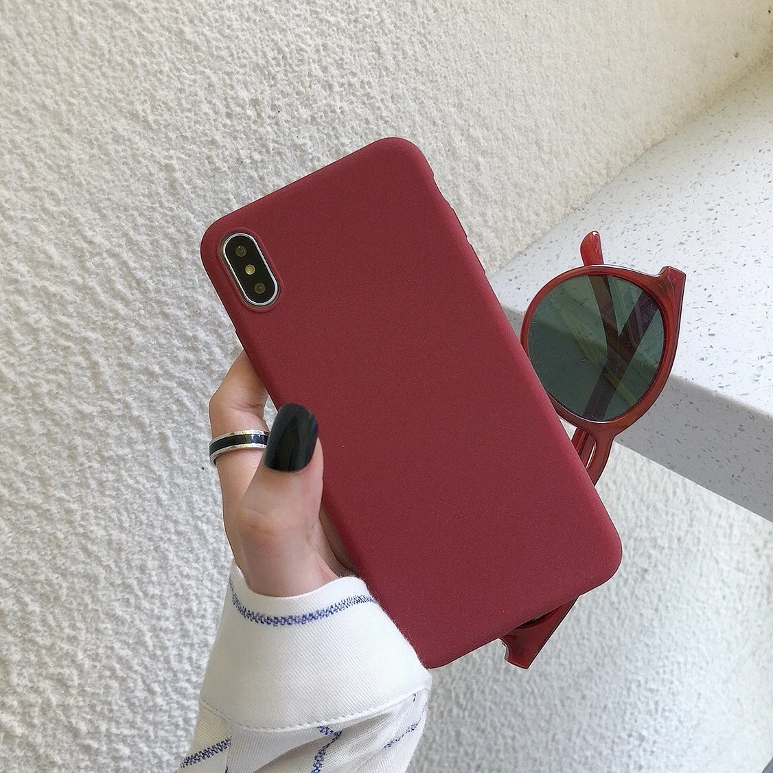 Wine Песчаник матовый Силиконовый чехол для Samsung Galaxy S8 S9 S10 Plus Note 10 8 9 S10E A10 A20 A30 A40 A50 A70 A80 матовый чехол Funda - Цвет: Wine