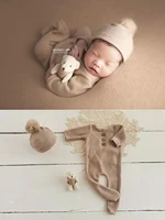 newborn photography props bear clothes set for baby photo shooting jumpsuit hat doll props photo clothing outfits accessories