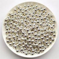 silver plated plastic beads 345681012mm smooth round spacer loose beads for jewelry bracelets necklace making accessories