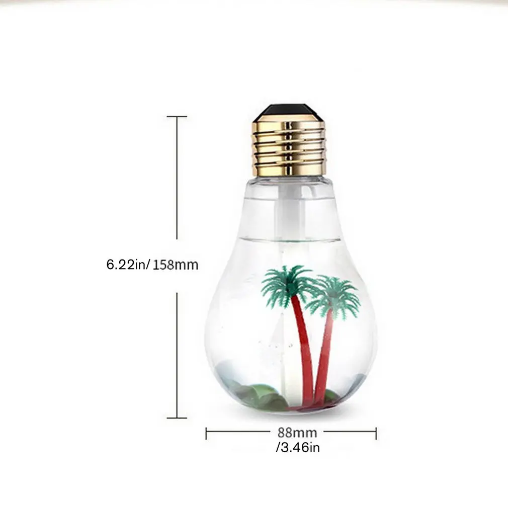 

Bulb Humidifier 400ml USB Air Humidifier Colorful LED Night Lamp Essential Oil Diffuser for Home Office