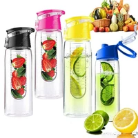 800 ml portable fruit infusing infuser water bottle sports lemon juice bottle flip lid for kitchen table camping travel outdoor