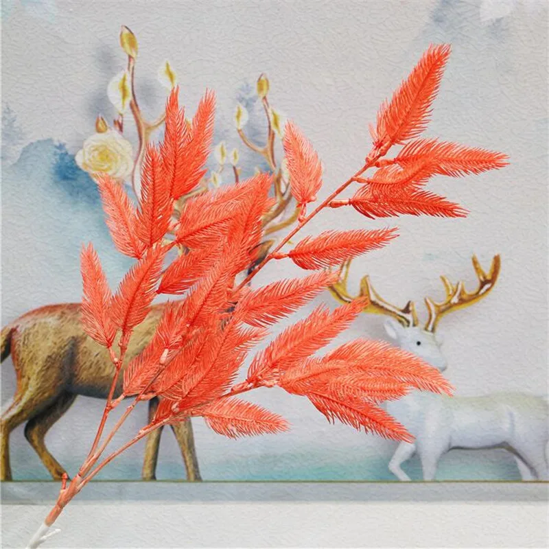 10Pcs Fake Feather Maple (3 stems/piece) 29.92" Length Simulation Plastic Flowers for Wedding Home Decorative Artificial Flower | Дом и