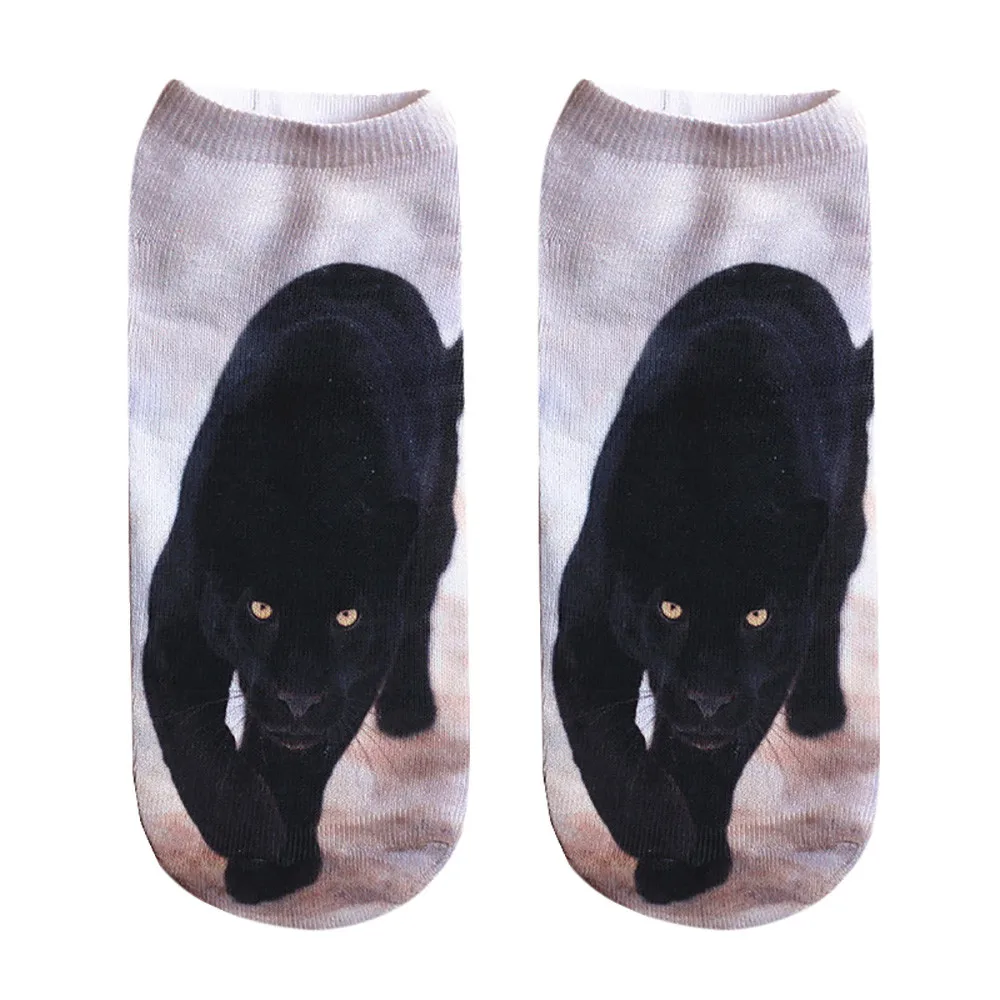 Модные носки унисекс с принтом тигра и Льва популярные смешные короткие до