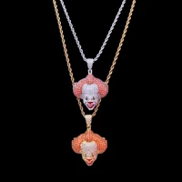 new trendy clown head pendant necklace womens necklace fashion bohemian crystal inlaid pendant accessories party jewelry