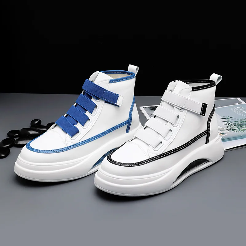 

2021 New Men's High-Top Shoes White Shoes Men's Versatile and Comfortable Korean Version Of The Trend Of Velcro Casual Shoes