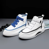 2021 new mens high top shoes white shoes mens versatile and comfortable korean version of the trend of velcro casual shoes