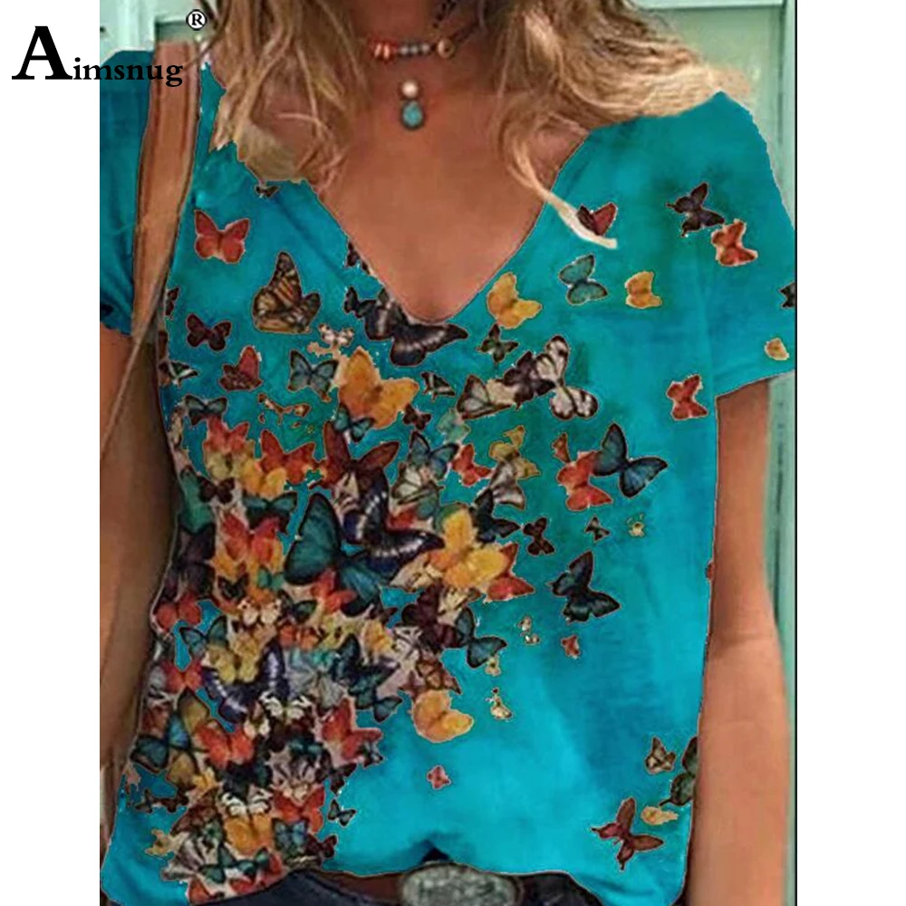 Women New Elegant Leisure Casual Tops Ladies Color Butterflies Tshirt Short Sleeve 3D Print Tees Shirt Femme Clothing