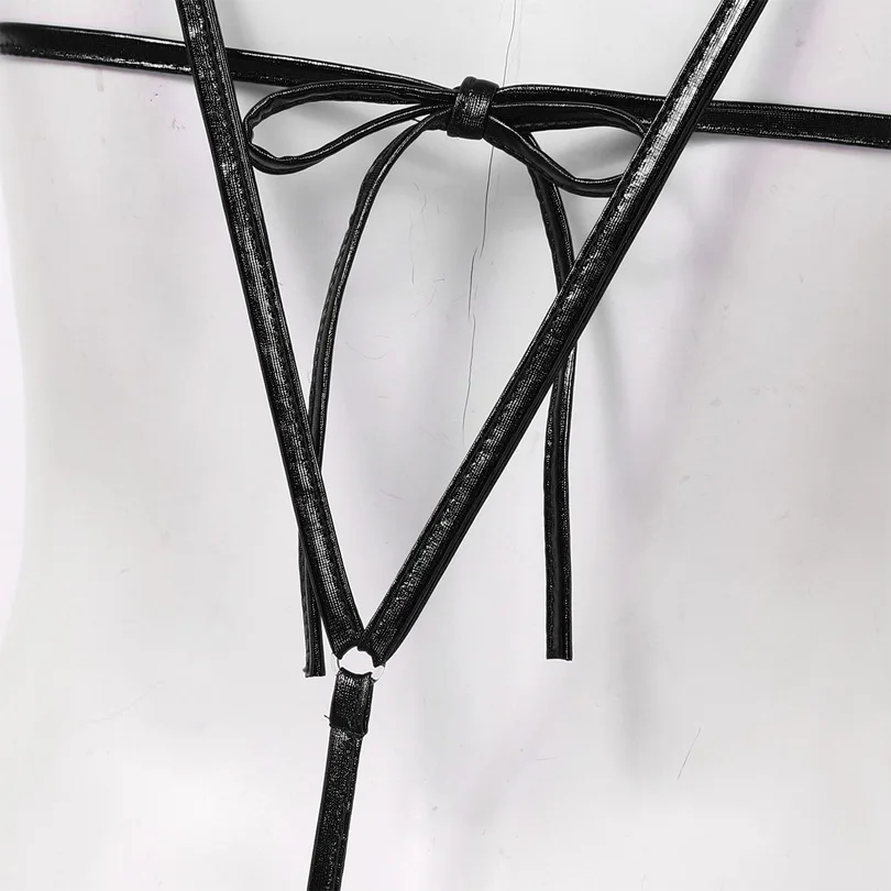 Сексуальный женский летний эротический блестящий мини-бикини с металлическим