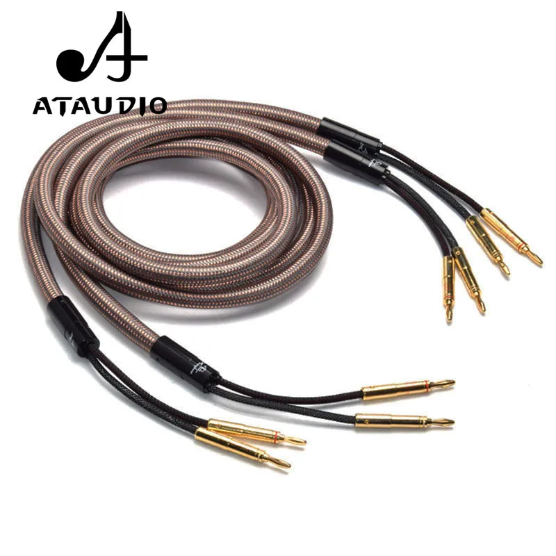 

ATAUDIO Hifi Speaker Cable Accuphase OCC Pure Copper Audio Speaker Wire with Gold plated Banana Plug aux cable
