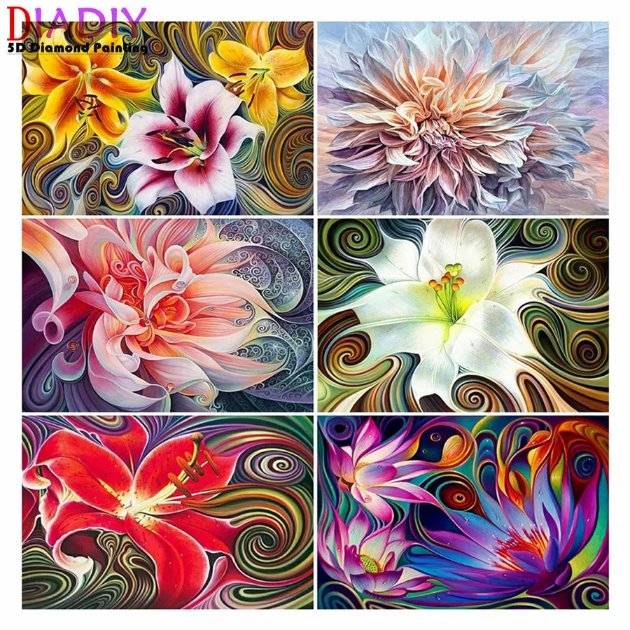 

Diamond Painting Full Square Flower DIY Diamond Embroidery Lily Picture Of Rhinestones Mosaic 5D Wall Art