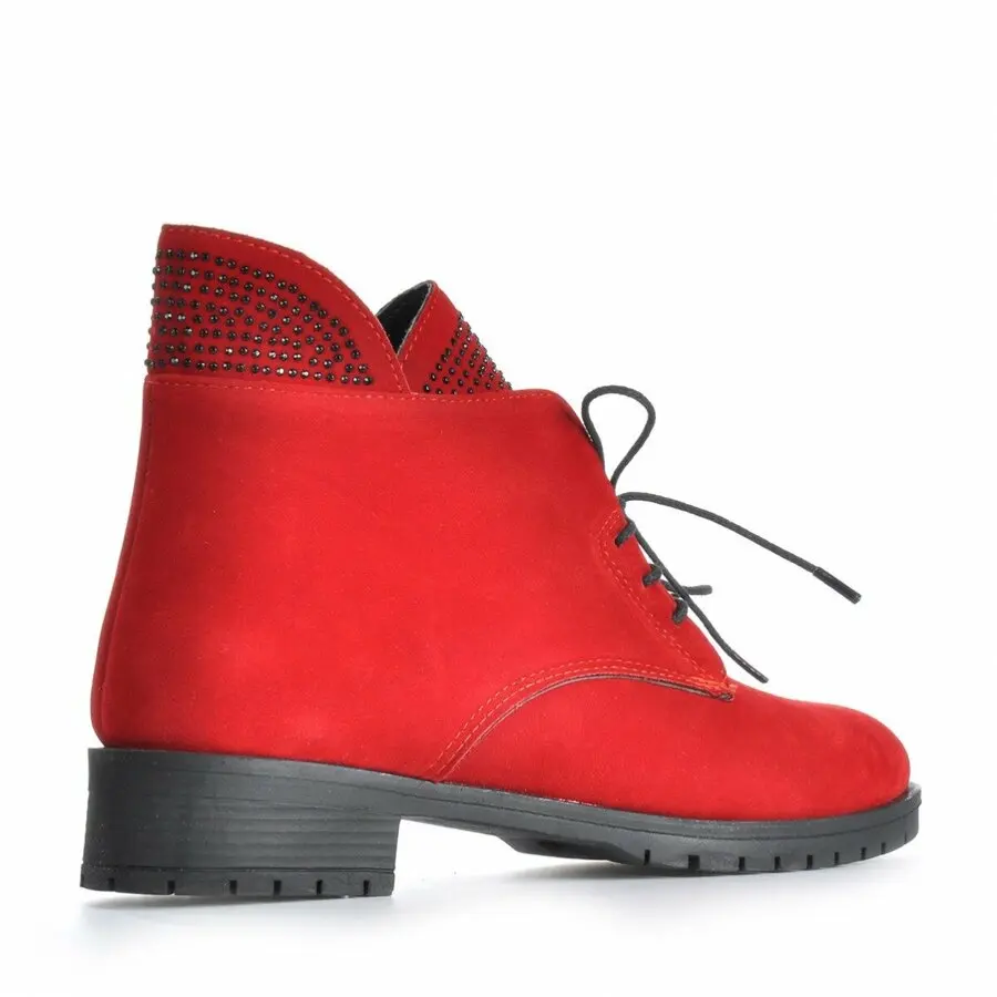 

Women Boots Mink Shoes Women Red-Suede Boots Vzn19-043K