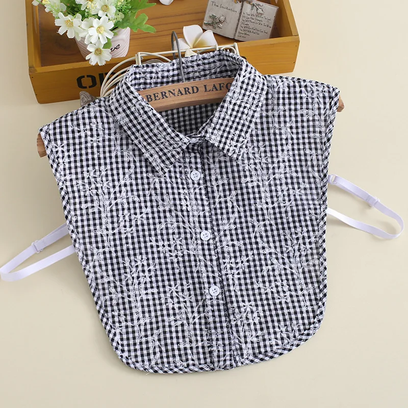 Хлопковая Подвеска для женщин и девушек клетчатые съемные воротники