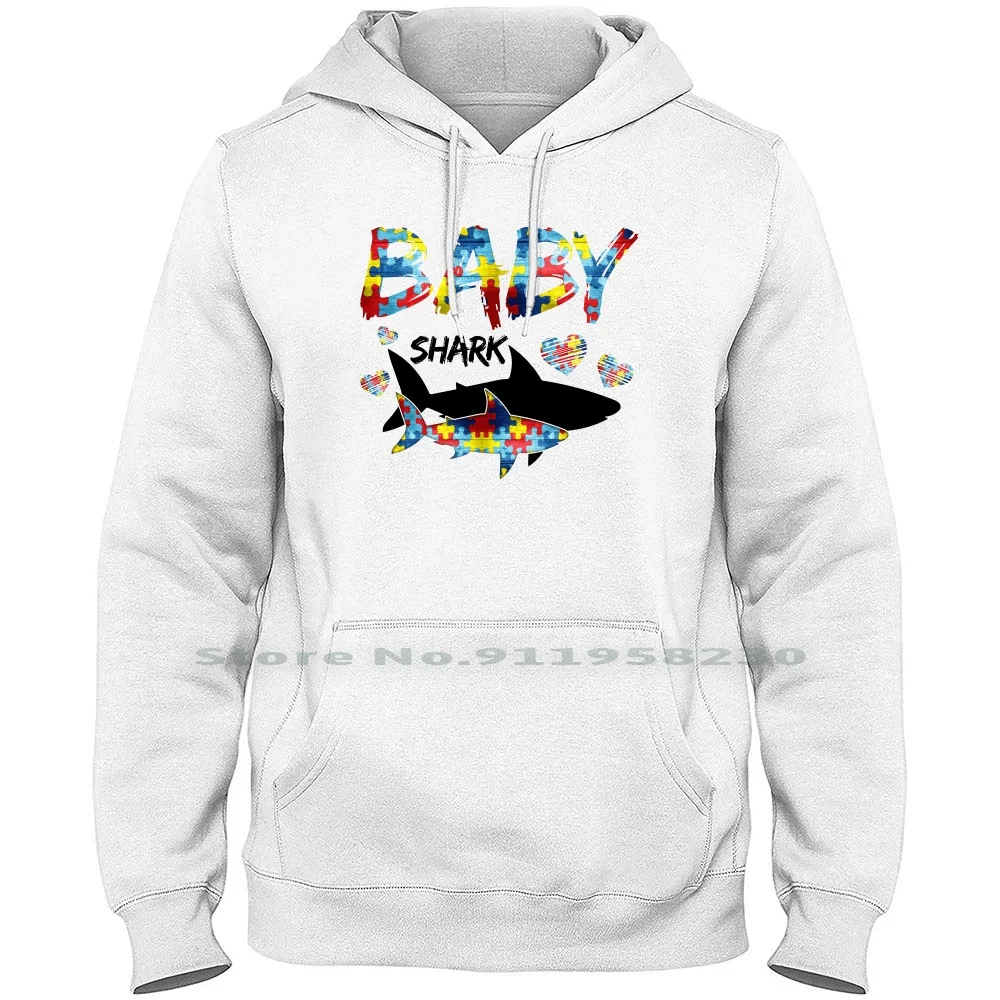 

For Light Men Women Hoodie Pullover Sweater 6XL Big Size Cotton Awareness Puzzle Autism Shark Light Ark Sm Do Ba