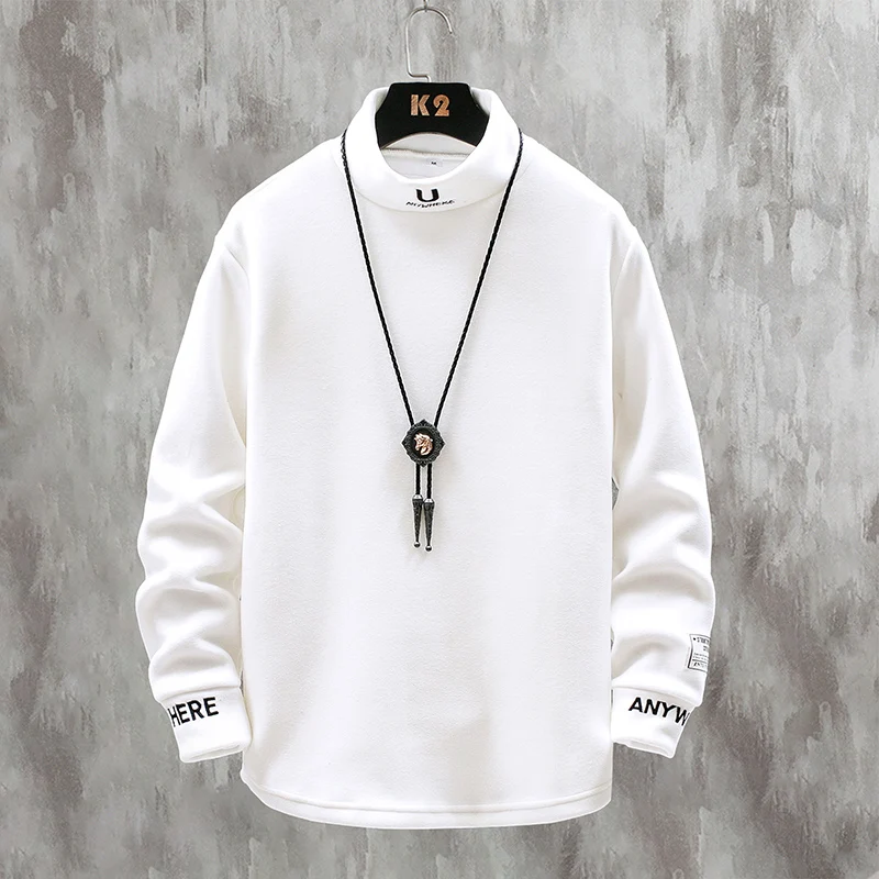 

2020 Autumn/wintersemi-highneck,double-faced velvet and long-sleeve hoodie for men embroidered rabbit velvet thermal underwear