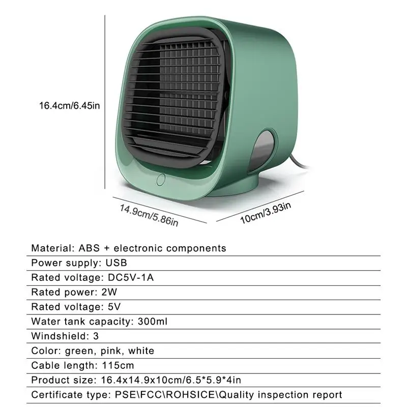 

Mini Desktop Fan Portable Air Cooler Night Light USB Fan Humidifier Purifier Home Room Office 3-Speed Silent Summer Artifact
