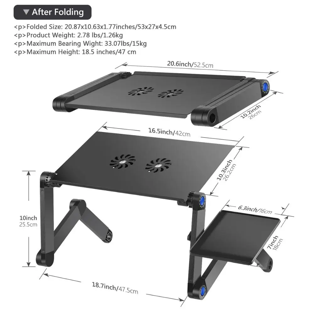 Neewer портативная Регулируемая подставка для ноутбука/стол вентилируемый с