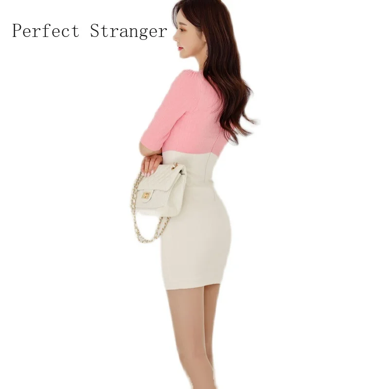 

sexy women Mini dress Square Collar Short Sleeve Dress Package buttocks Female Dress 2021 Summer